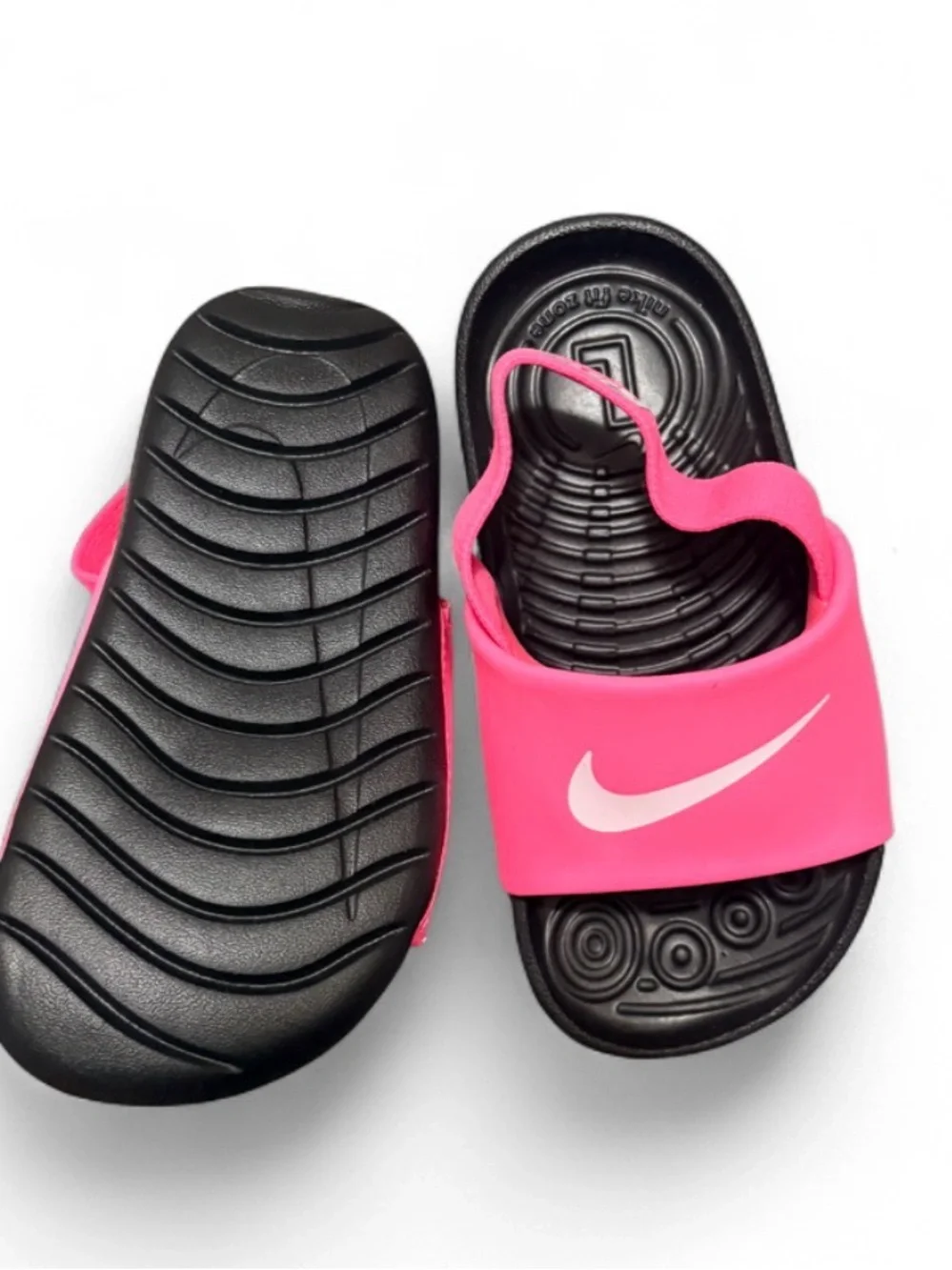 Nike Kids Hot Pink Slide Sandals with Black Footbed